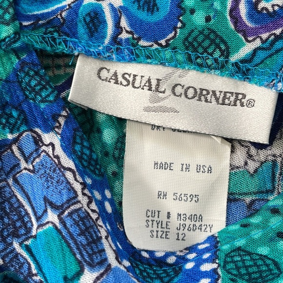 Turquoise, periwinkle, aqua cornflower, blue beach blouse by casual corner sz 12 - Picture 2 of 7